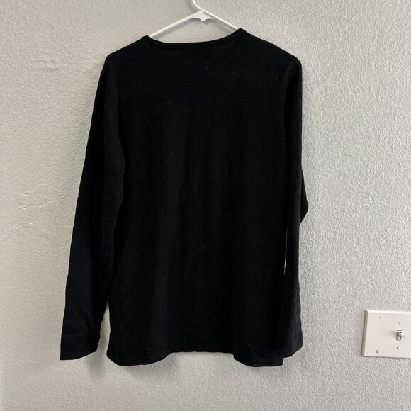 Orwell + Austen Black Love Sweater Size Large Wool Cashmere Womens Long Sleeve - Picture 4 of 5